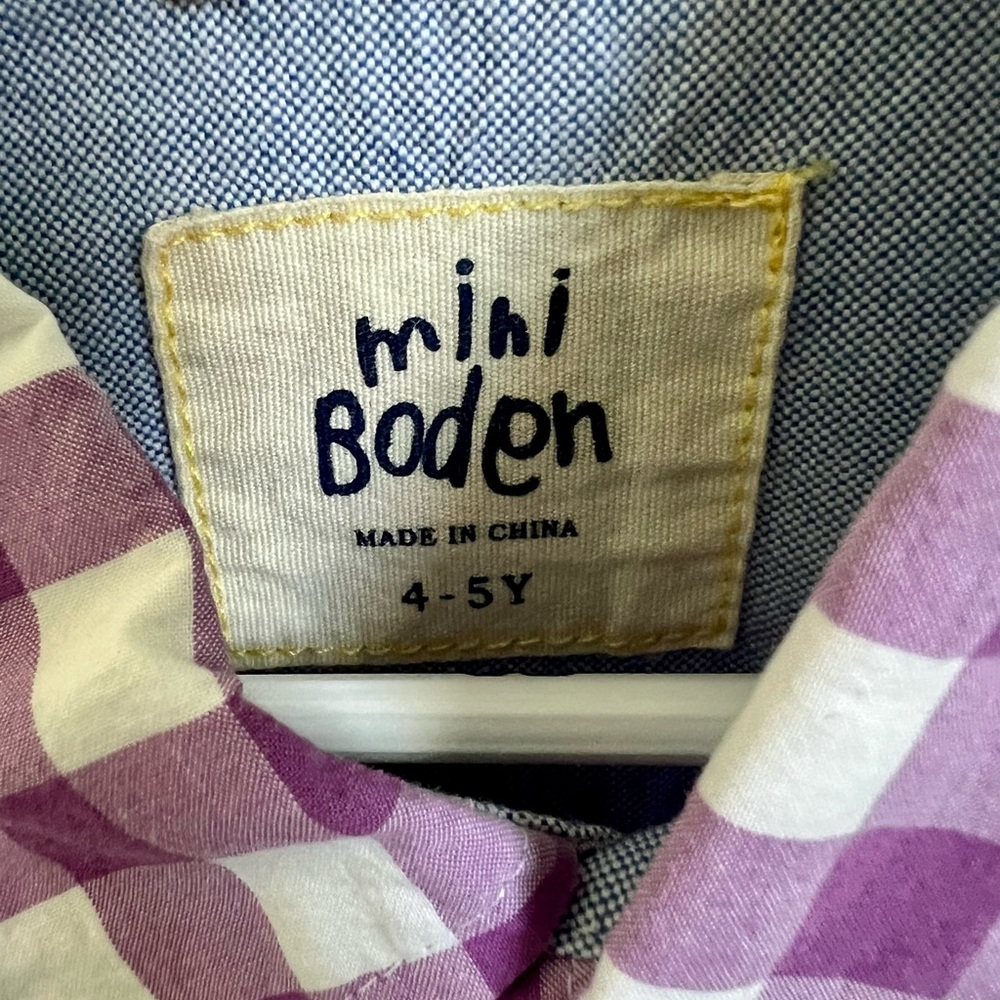 Mini Boden Purple and White Button Down - Picture 3 of 4
